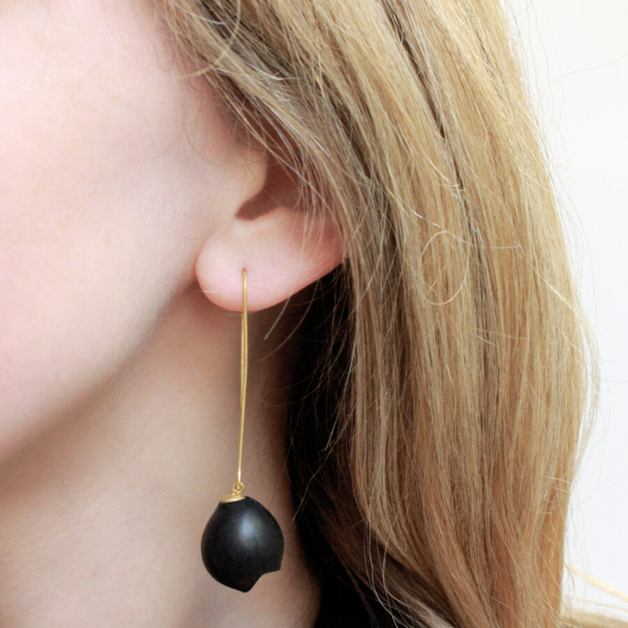 Chromophobia long single drops black silicone jewellery Jenny Llewellyn